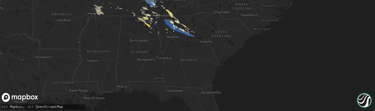 Hail map in Georgia on July 20, 2023