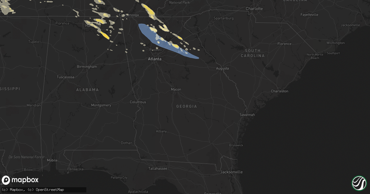 Hail map in Georgia on July 20, 2023