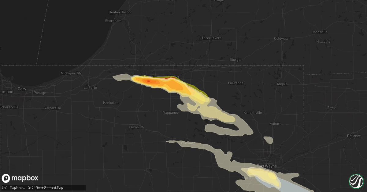 Hail map in Goshen, IN on July 20, 2023