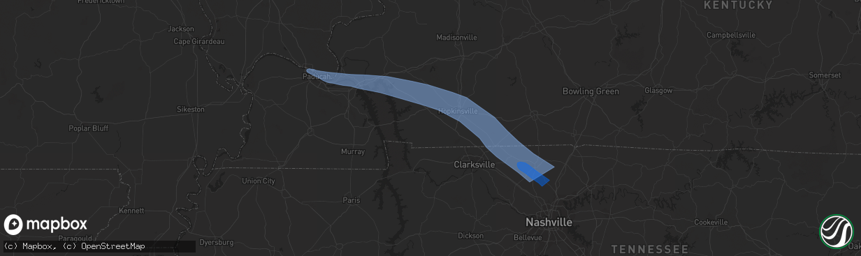 Hail map in Grand Rivers, KY on July 20, 2023