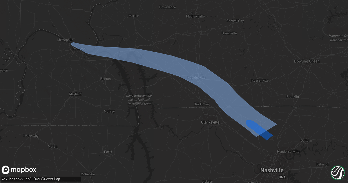 Hail map in Guthrie, KY on July 20, 2023