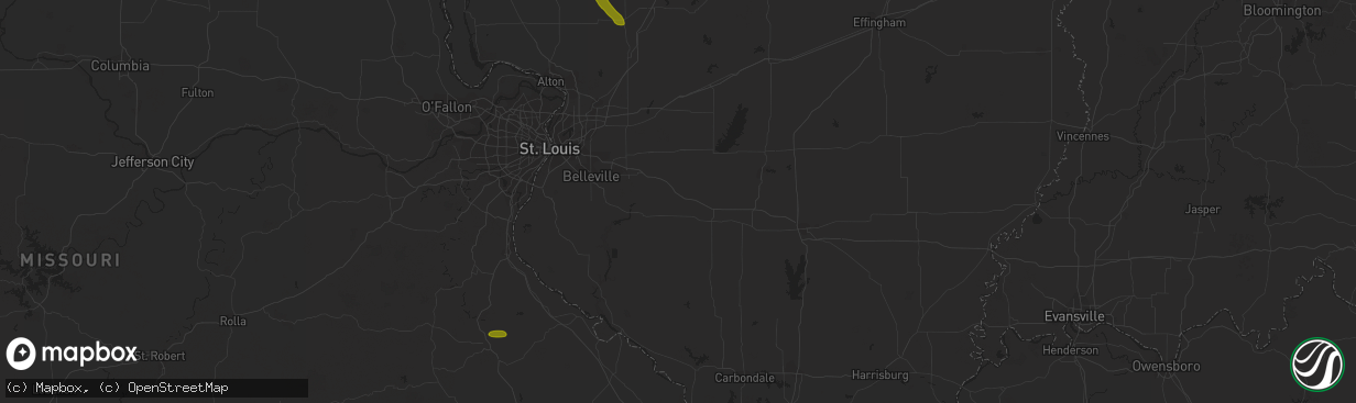 Hail map in Hettick, IL on July 20, 2023