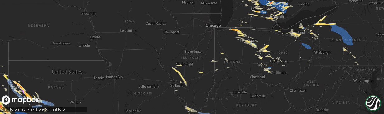 Hail map in Illinois on July 20, 2023