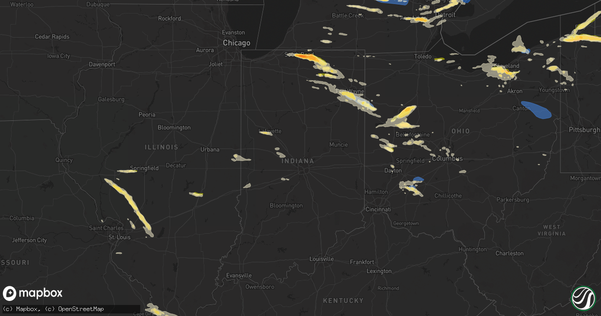 Hail map in Indiana on July 20, 2023