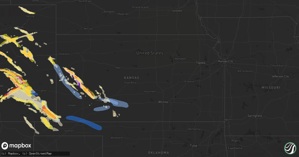 Hail map in Kansas on July 20, 2023