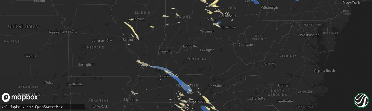 Hail map in Kentucky on July 20, 2023