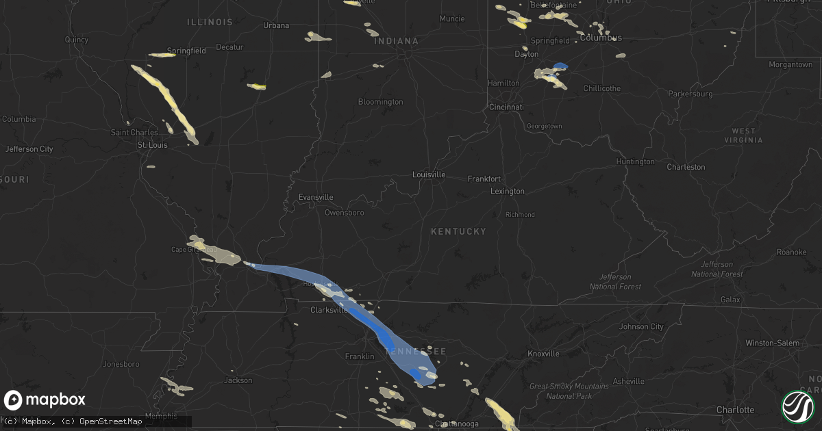 Hail map in Kentucky on July 20, 2023