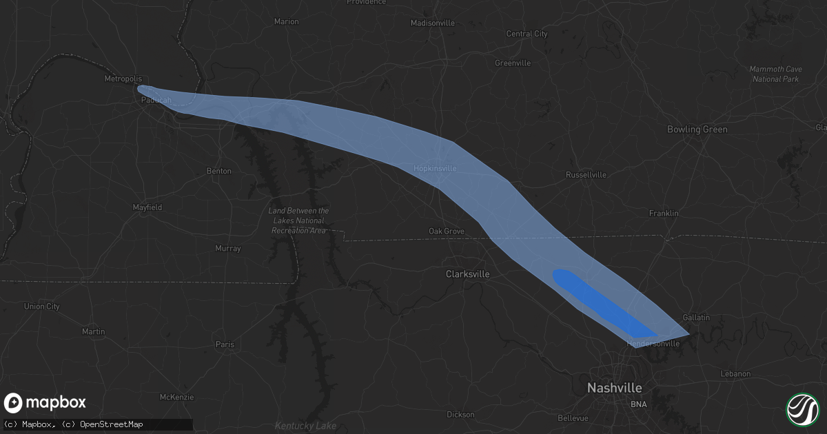 Hail map in Kuttawa, KY on July 20, 2023
