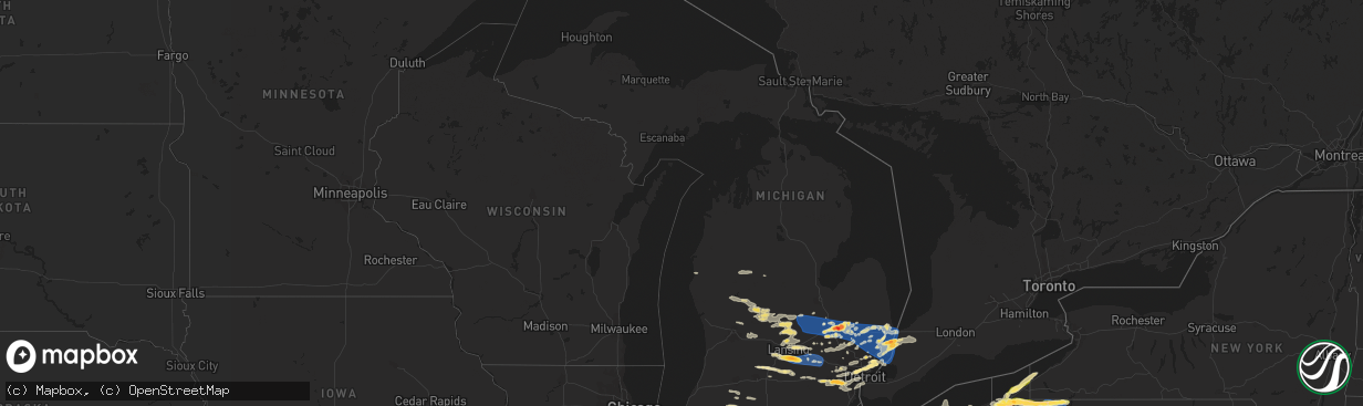Hail map in Michigan on July 20, 2023