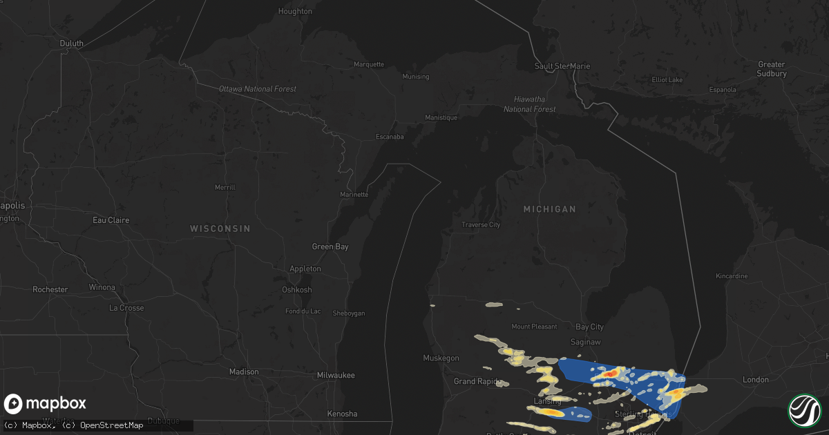 Hail map in Michigan on July 20, 2023