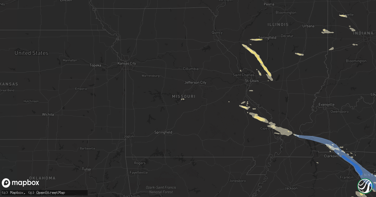 Hail map in Missouri on July 20, 2023