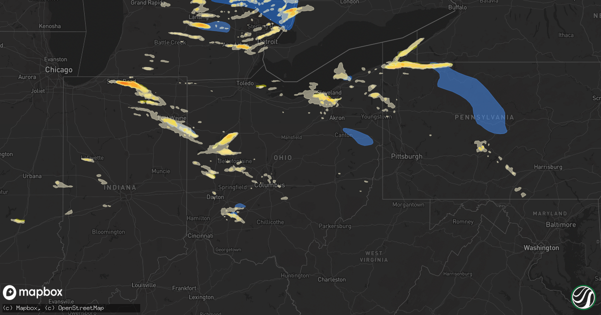 Hail map in Ohio on July 20, 2023
