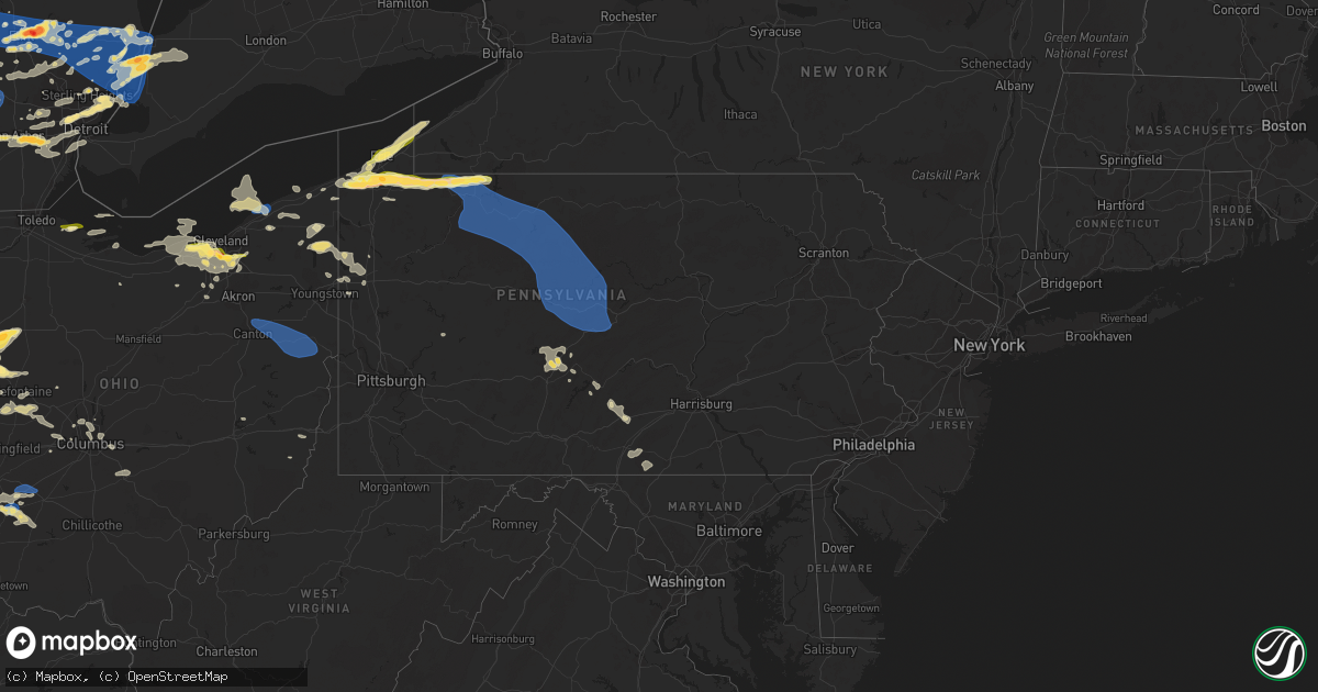 Hail map in Pennsylvania on July 20, 2023