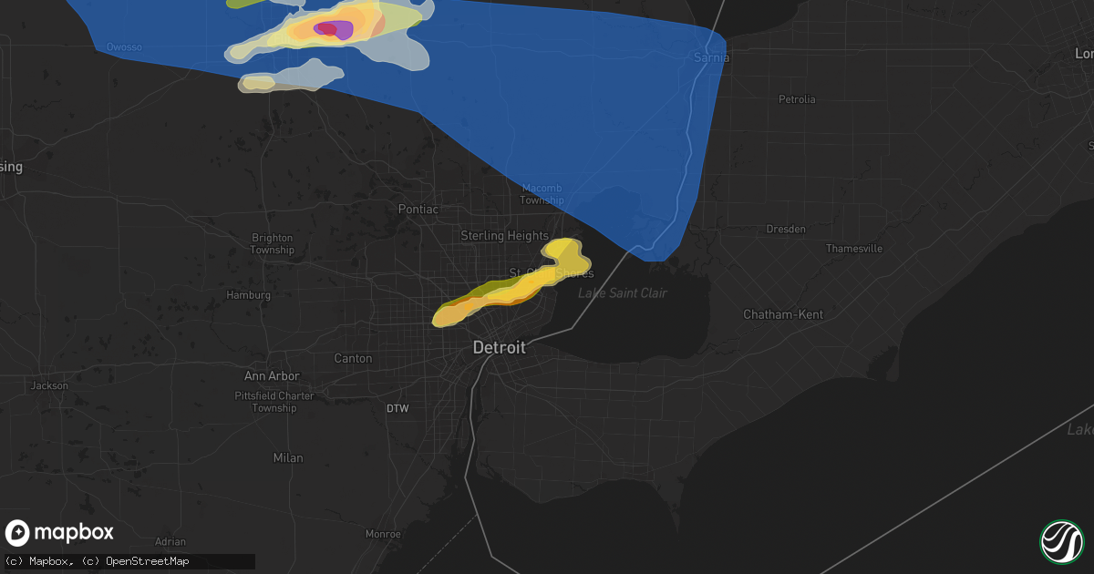Hail map in Saint Clair Shores, MI on July 20, 2023