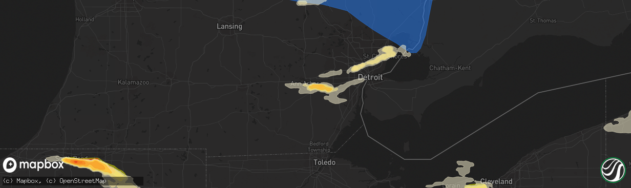 Hail map in Ypsilanti, MI on July 20, 2023