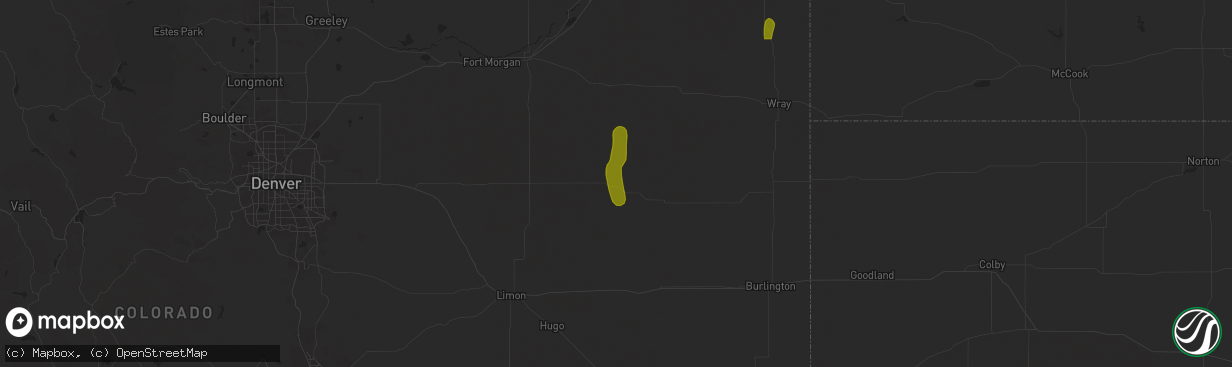 Hail map in Anton, CO on July 20, 2024