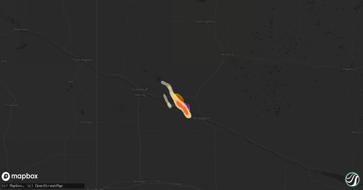 Hail map in Bayard, NE on July 20, 2024