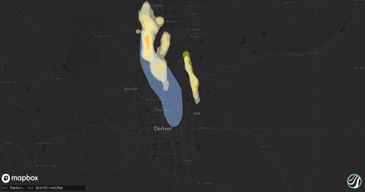 Hail map in Brighton, CO on July 20, 2024