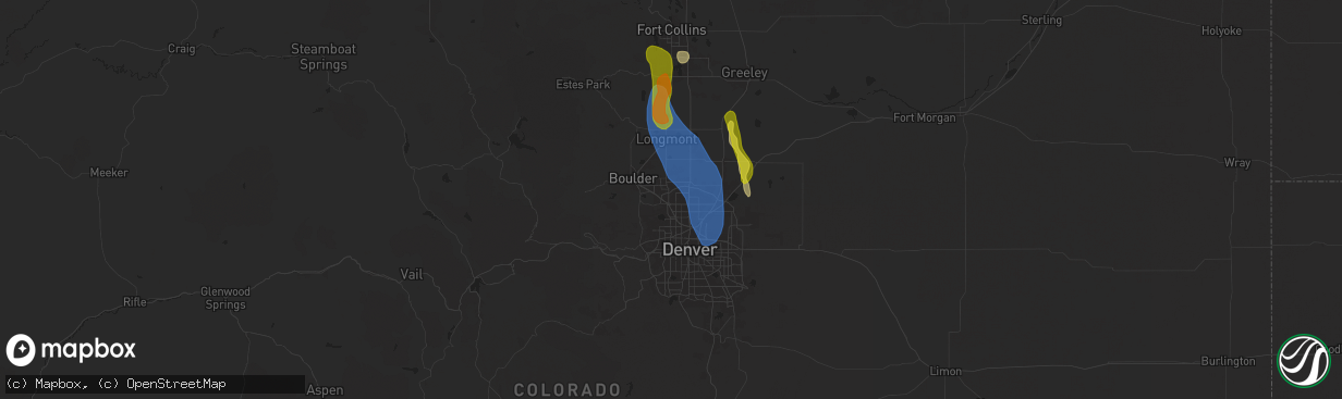 Hail map in Broomfield, CO on July 20, 2024