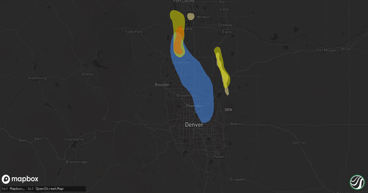 Hail map in Broomfield, CO on July 20, 2024
