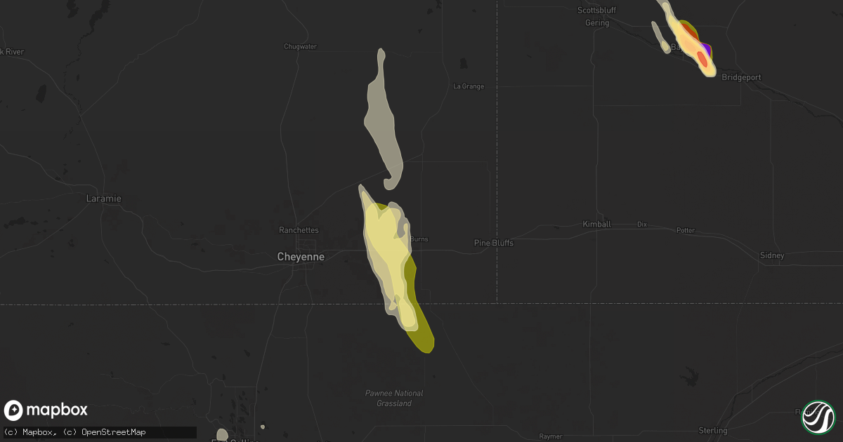 Hail map in Burns, WY on July 20, 2024