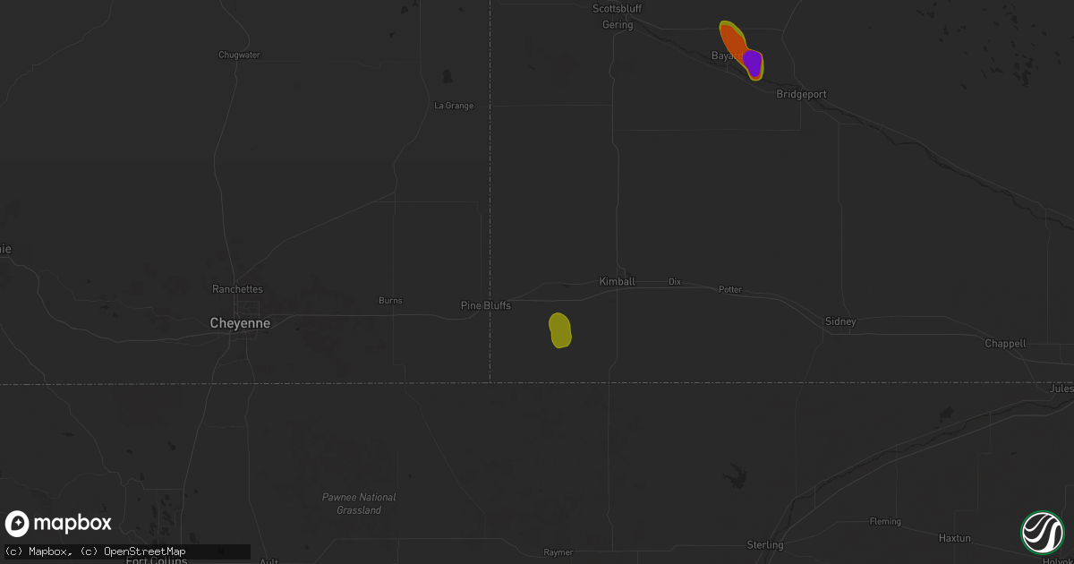 Hail map in Bushnell, NE on July 20, 2024
