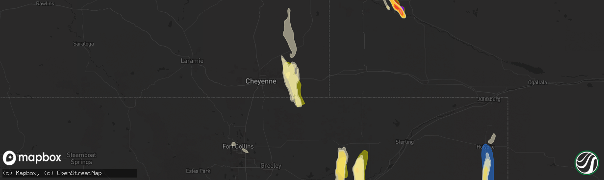 Hail map in Carpenter, WY on July 20, 2024