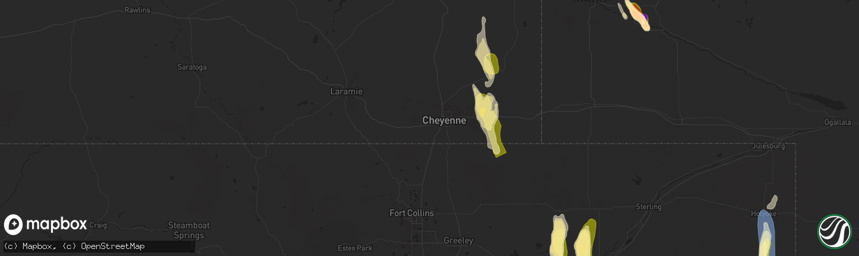 Hail map in Cheyenne, WY on July 20, 2024