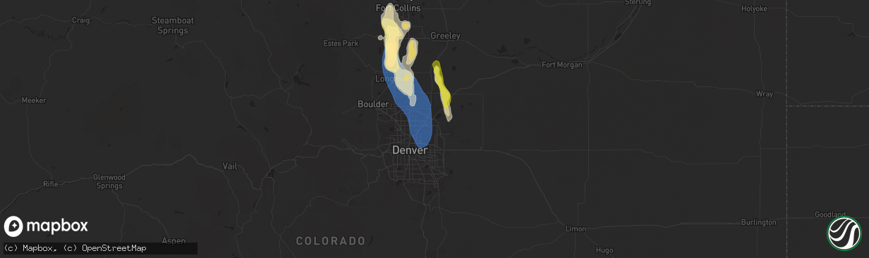 Hail map in Commerce City, CO on July 20, 2024