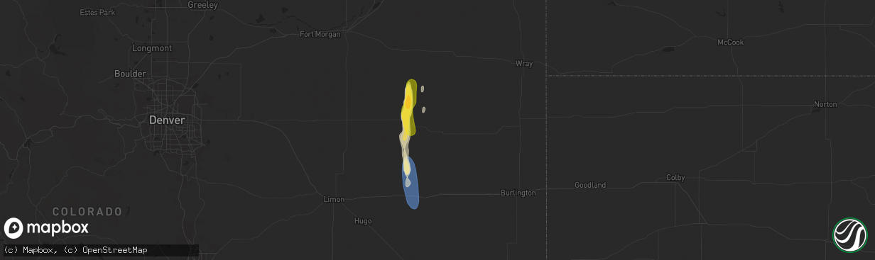 Hail map in Cope, CO on July 20, 2024