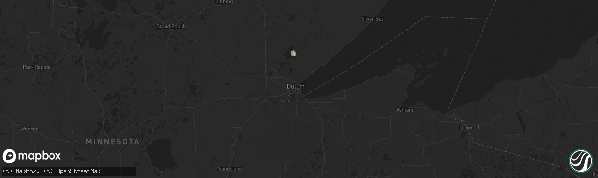 Hail map in Duluth, MN on July 20, 2024