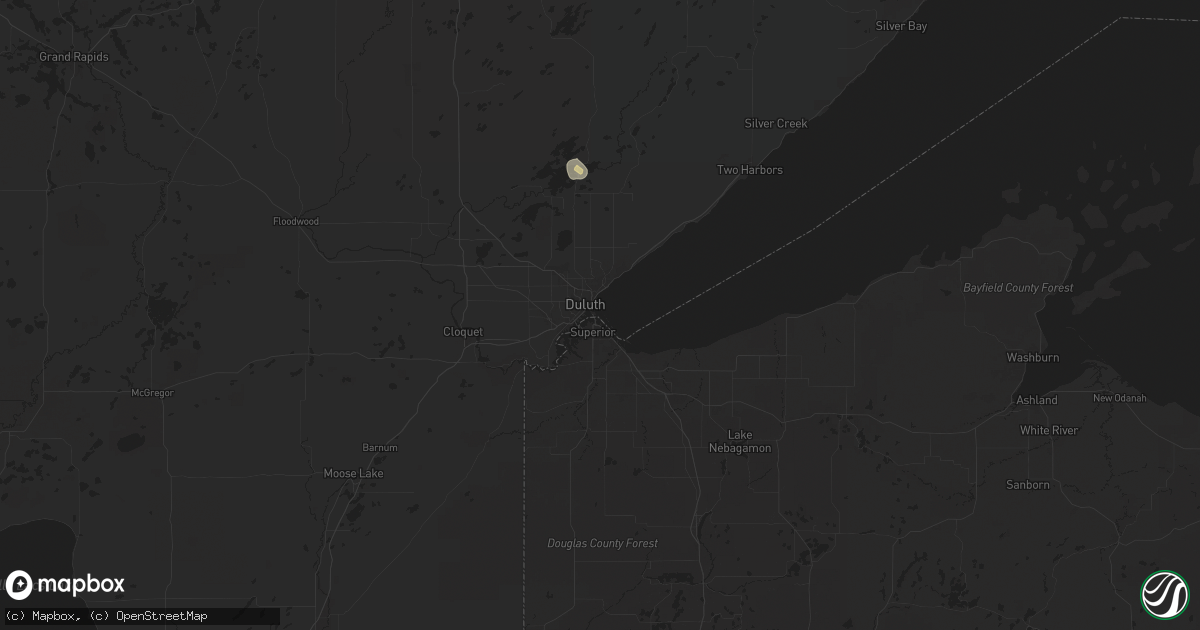 Hail map in Duluth, MN on July 20, 2024