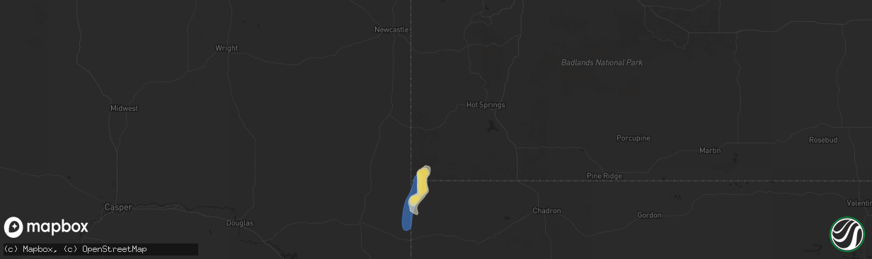 Hail map in Edgemont, SD on July 20, 2024