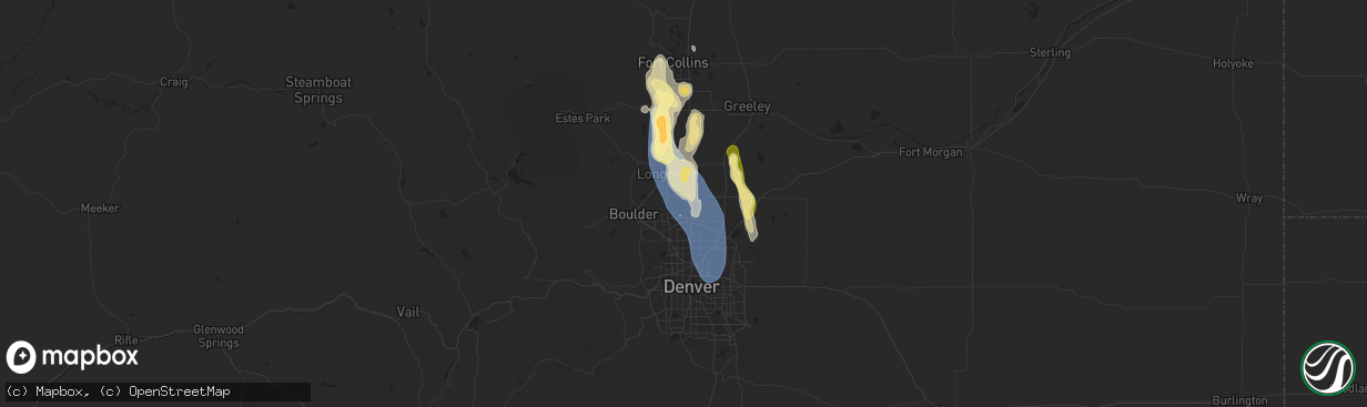 Hail map in Erie, CO on July 20, 2024