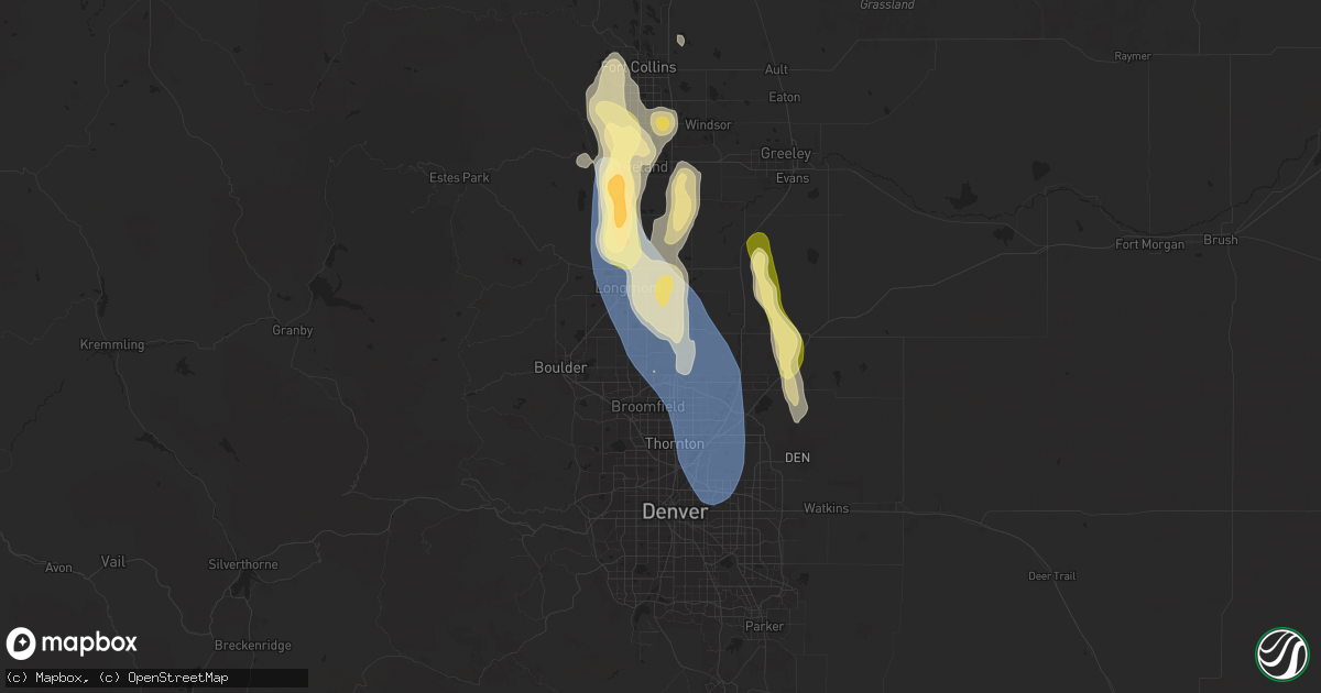 Hail map in Erie, CO on July 20, 2024