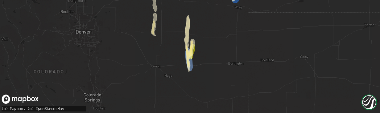 Hail map in Flagler, CO on July 20, 2024