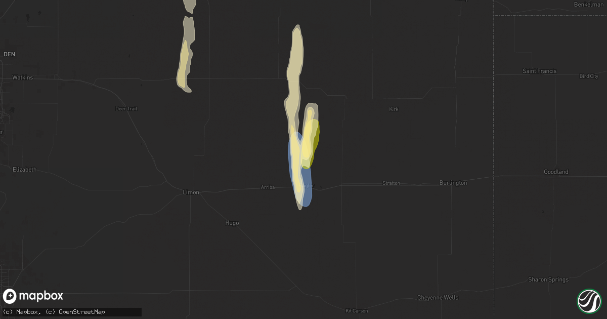 Hail map in Flagler, CO on July 20, 2024