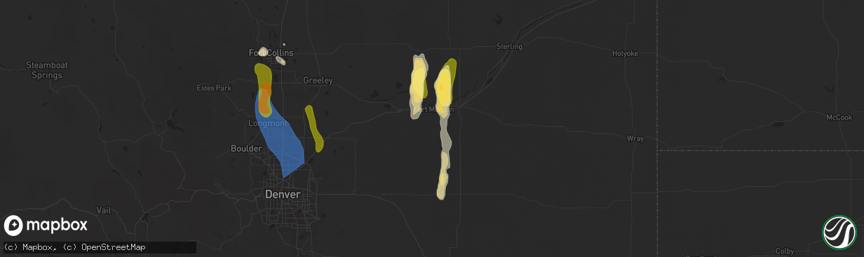 Hail map in Fort Morgan, CO on July 20, 2024