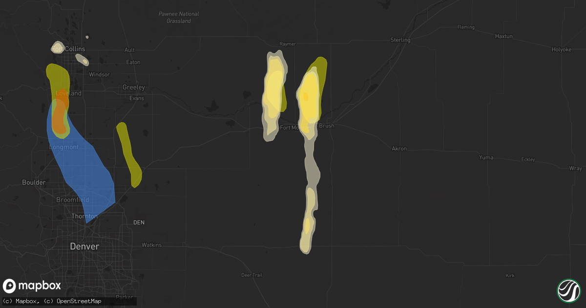 Hail map in Fort Morgan, CO on July 20, 2024
