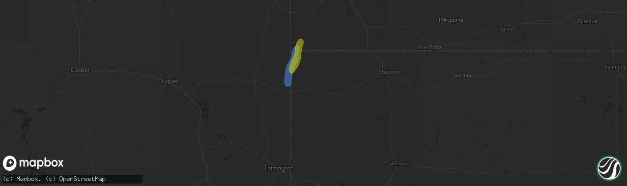 Hail map in Harrison, NE on July 20, 2024