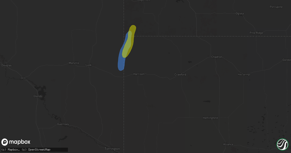 Hail map in Harrison, NE on July 20, 2024