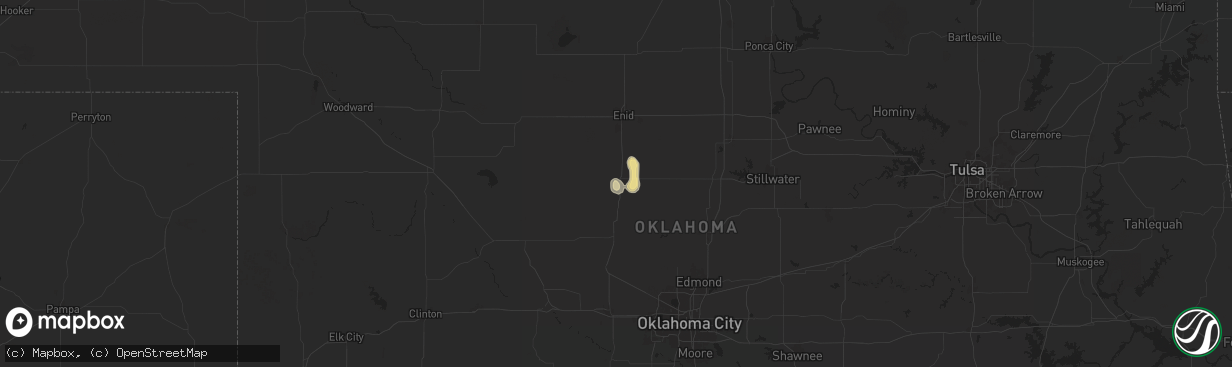 Hail map in Hennessey, OK on July 20, 2024