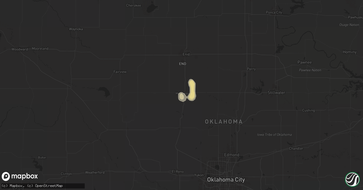 Hail map in Hennessey, OK on July 20, 2024