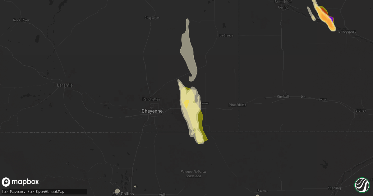 Hail map in Hillsdale, WY on July 20, 2024