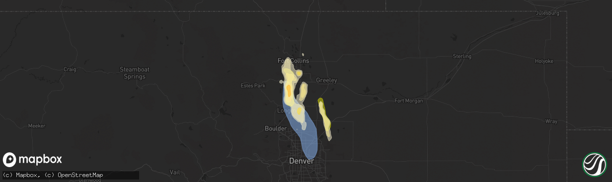 Hail map in Johnstown, CO on July 20, 2024