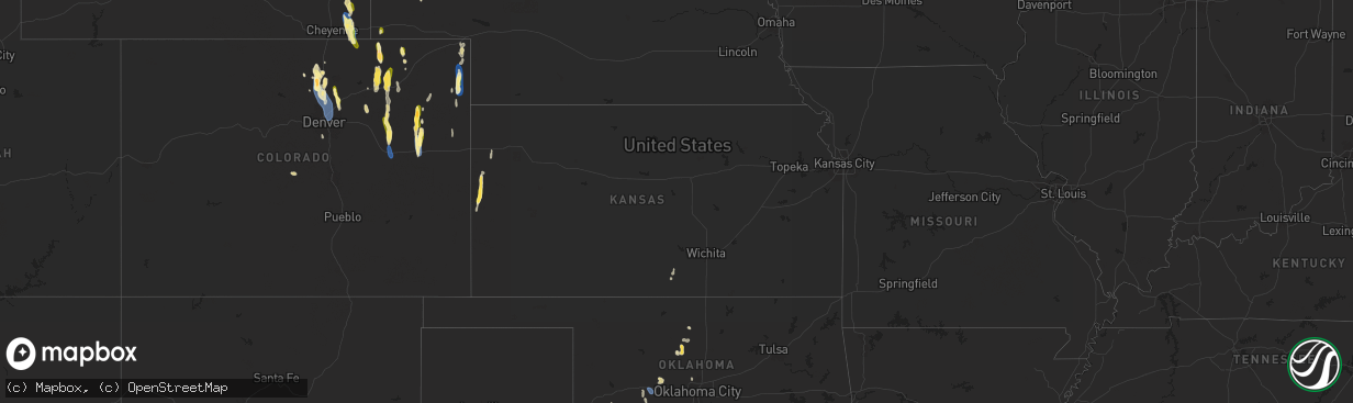 Hail map in Kansas on July 20, 2024