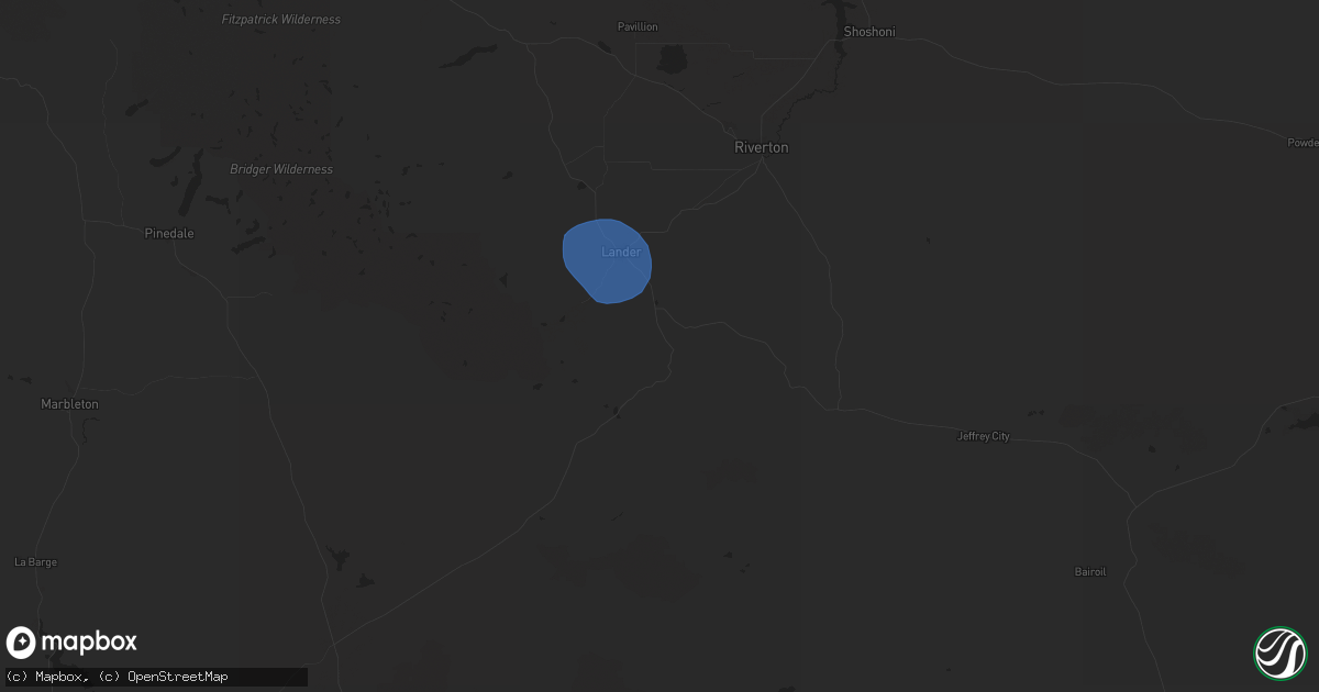 Hail map in Lander, WY on July 20, 2024