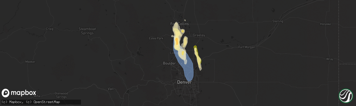 Hail map in Longmont, CO on July 20, 2024