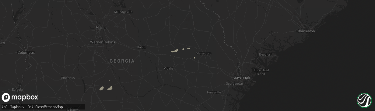 Hail map in Metter, GA on July 20, 2024