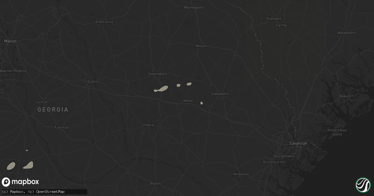 Hail map in Metter, GA on July 20, 2024